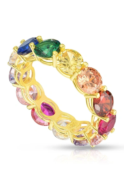 Sphera Milano 18k Yellow Gold Plated Sterling Silver Rainbow Eternity Band In Multi