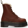 DR. MARTENS' BROWN FAUX-FUR JADON PLATFORM BOOTS