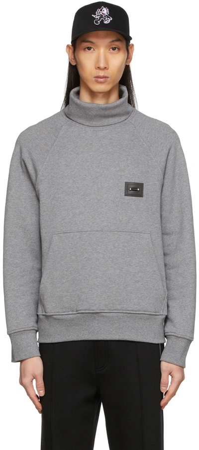 Neil Barrett Cotton Piercing-detail Rollneck Sweatshirt In Gray