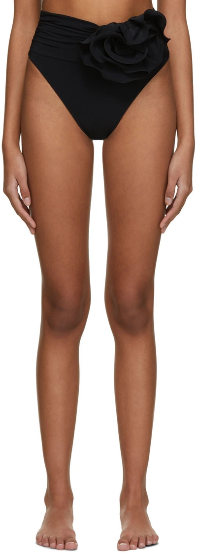 Magda Butrym High Waisted Bikini Briefs With Flower Clip In Black