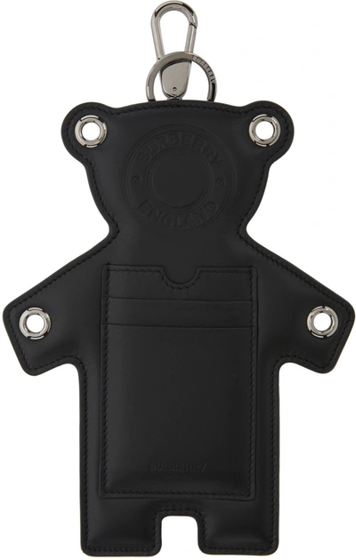 Burberry Leather Thomas Bear Card Holder Charm In Black