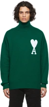 Ami Alexandre Mattiussi Ami Ami De Coeur Intarsia Knit Sweater In Green