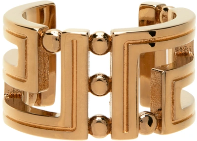Versace Gold Cut Out Ring In 3j000 Gold