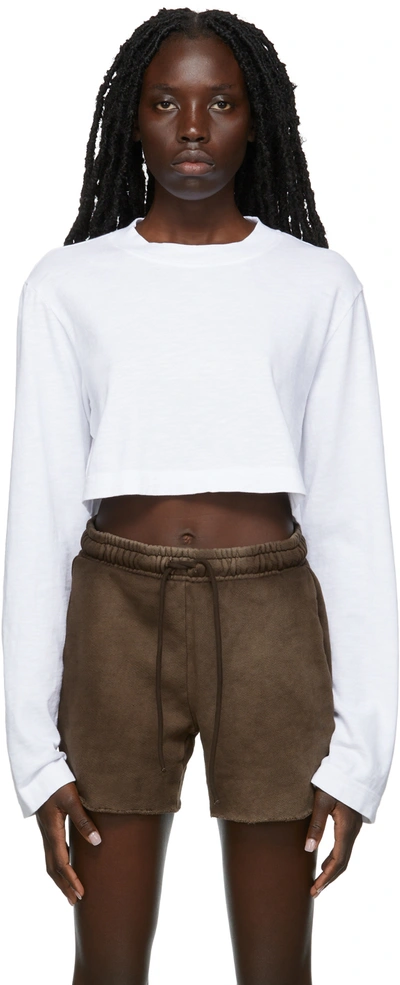 Cotton Citizen Tokyo Long-sleeve Cropped Tee In White
