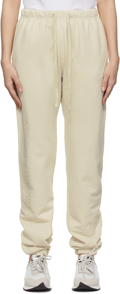 Museum Of Peace And Quiet Beige Logo Lounge Pants In Cream