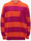 Jw Anderson Red & Pink Striped Patchpocket Sweater In Pink