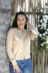 Carmen Sol Campiglio Pure Italian Cashmere Cardigan In Camel