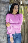 Carmen Sol Campiglio Pure Italian Cashmere Cardigan In Pink