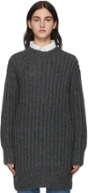 Ami Alexandre Mattiussi Hand-knitted Crewneck Sweater In Heather Grey