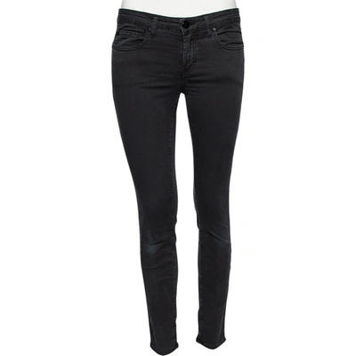 Pre-owned Versace Charcoal Grey Denim Stud Embellished Pocket Detailed Jeans S