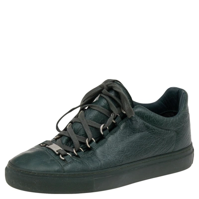 Pre-owned Balenciaga Dark Green Leather Arena Low Top Sneakers Size 39