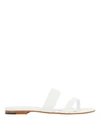 Manolo Blahnik Dual-band Embossed Flat Sandals In White