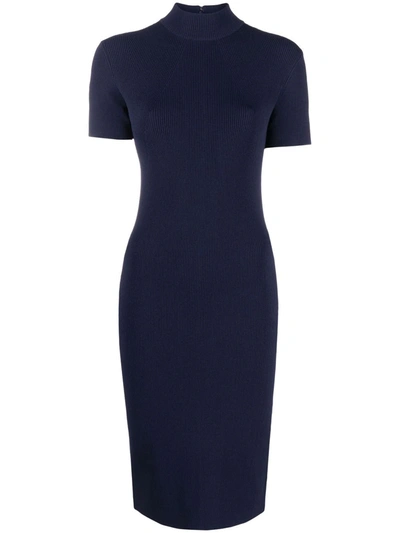 Ralph Lauren Short-sleeved Fine-knitted Dress In Blau