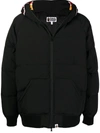 A Bathing Ape Printed-hood Puffer Jacket In Schwarz