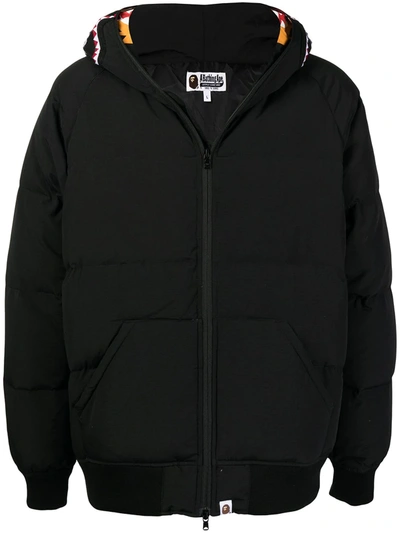 A Bathing Ape Printed-hood Puffer Jacket In Schwarz
