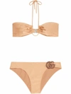 Gucci Sparkling Jersey Bikini With Double G In Beige