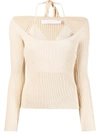 Simkhai Jayline Compact Rib Scoop-neck Pullover In Nude