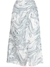 JONATHAN SIMKHAI IZABELLA MARBLE-PRINT MIDI SKIRT