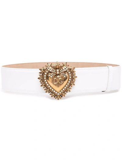 Dolce & Gabbana Heart Logo Plaque Belt In Weiss