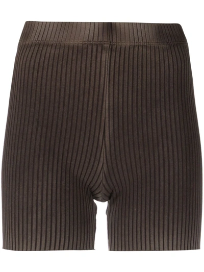 Cotton Citizen Ribbed-knit Cycling Shorts In Grün