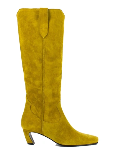 Aldo Castagna Belen Velor Boots In Suede In Yellow