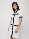 Maje Womens Blanc Roliano Button-up Cotton-knit Mini Dress 14 In Ecru