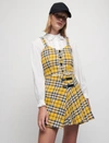 Maje Kilt Style Pleated Check Mini Skirt In Yellow