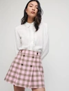 Maje Womens Roses Checked Virgin-wool Mini Skirt 10 In Pink