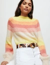 Maje Womens Jaunes / Oranges Millao Striped Knitted Jumper 8 In Yellow