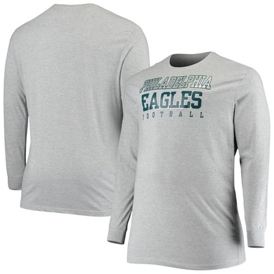 Fanatics Men's Big And Tall Heathered Gray Philadelphia Eagles Practice Long Sleeve T-shirt In Heather Gray