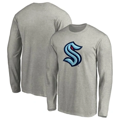Fanatics Men's Heather Gray Seattle Kraken Big And Tall Primary Logo Long Sleeve T-shirt