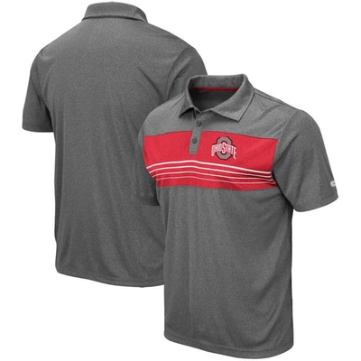 COLOSSEUM COLOSSEUM HEATHERED CHARCOAL OHIO STATE BUCKEYES SMITHERS POLO