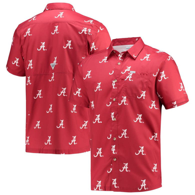 Columbia Men's Crimson Alabama Crimson Tide Super Slack Tide Omni-shade Button-up Shirt