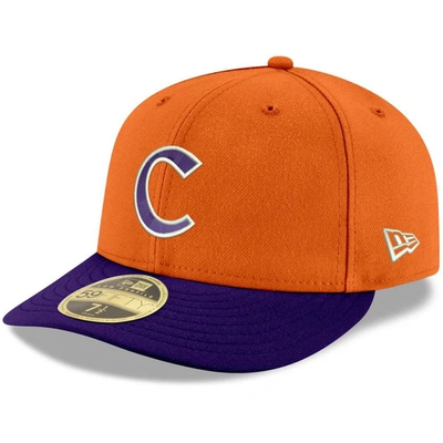 New Era Men's Orange And Purple Clemson Tigers Basic Low Profile 59fifty Fitted Hat In Orange,purple