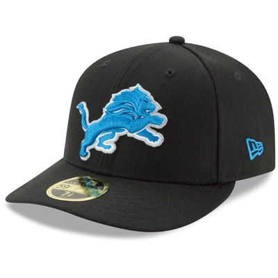 New Era Men's  Black Detroit Lions Omaha Low Profile 59fifty Fitted Hat