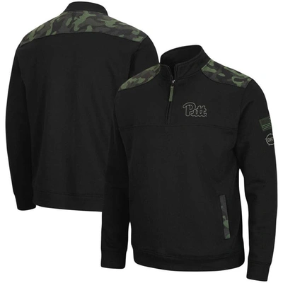 Colosseum Men's Black Pitt Panthers Oht Military-inspired Appreciation Commo Fleece Quarter-zip Jacket