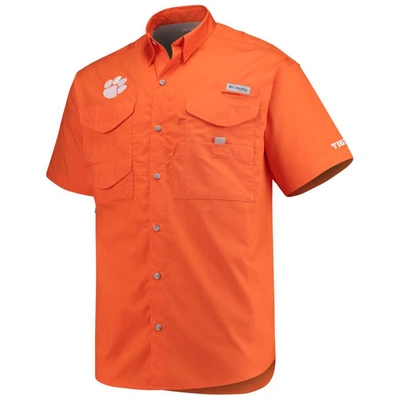 Columbia Clemson Tigers  Pfg Bonehead Short Sleeve Shirt In Orange