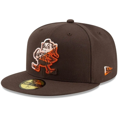 New Era Men's Brown Cleveland Browns Color Dim 59fifty Fitted Hat