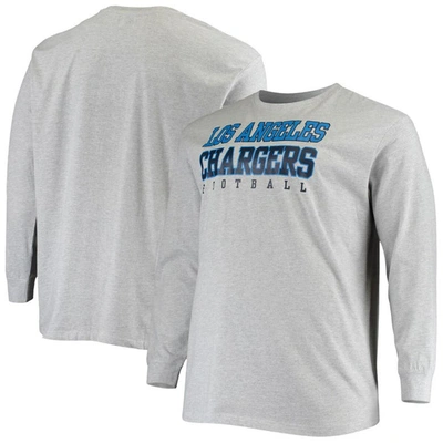 Fanatics Men's Big And Tall Heathered Gray Los Angeles Chargers Practice Long Sleeve T-shirt In Heather Gray