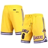 PRO STANDARD PRO STANDARD LEBRON JAMES GOLD LOS ANGELES LAKERS PLAYER REPLICA SHORTS
