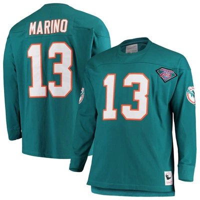 Mitchell & Ness Dan Marino Aqua Miami Dolphins Big & Tall Retired Player Name & Number Long Sleeve T