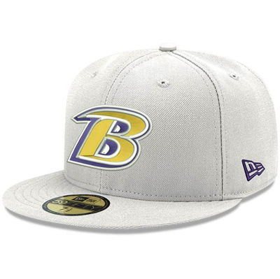 New Era Men's White Baltimore Ravens Omaha Lettermark 59fifty Fitted Hat