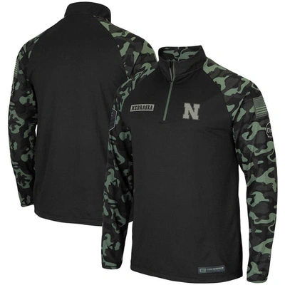 Colosseum Men's Black Nebraska Huskers Oht Military-inspired Appreciation Take Flight Raglan Quarter-zip Jacke