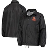 DUNBROOKE BLACK CLEVELAND BROWNS COACHES CLASSIC RAGLAN FULL-SNAP WINDBREAKER JACKET