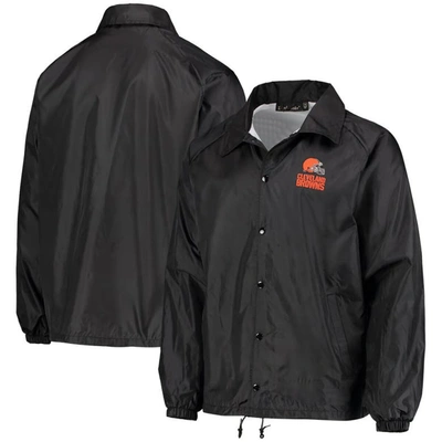 Dunbrooke Men's Black Cleveland Browns Coaches Classic Raglan Full-snap Windbreaker Jacket