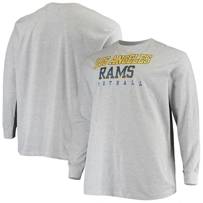 Fanatics Men's Big And Tall Heathered Gray Los Angeles Rams Practice Long Sleeve T-shirt In Heather Gray