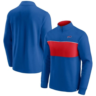 Fanatics Men's Royal And Red Buffalo Bills Block Party Quarter-zip Jacket In Royal,red