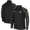 Colosseum Men's Black, Camo San Diego Toreros Oht Military-inspired Appreciation Take Flight Raglan Quarter-zi In Black