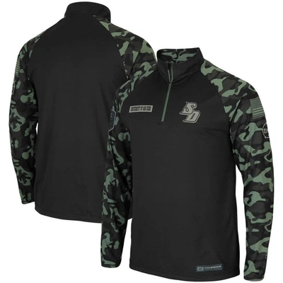 Colosseum Men's Black, Camo San Diego Toreros Oht Military-inspired Appreciation Take Flight Raglan Quarter-zi In Black,camo