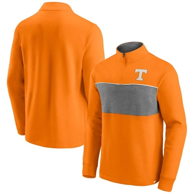 Fanatics Branded Tennessee Orange/heathered Gray Tennessee Volunteers Primary Logo Quarter-zip Jacke In Tennessee Orange,heathered Gray